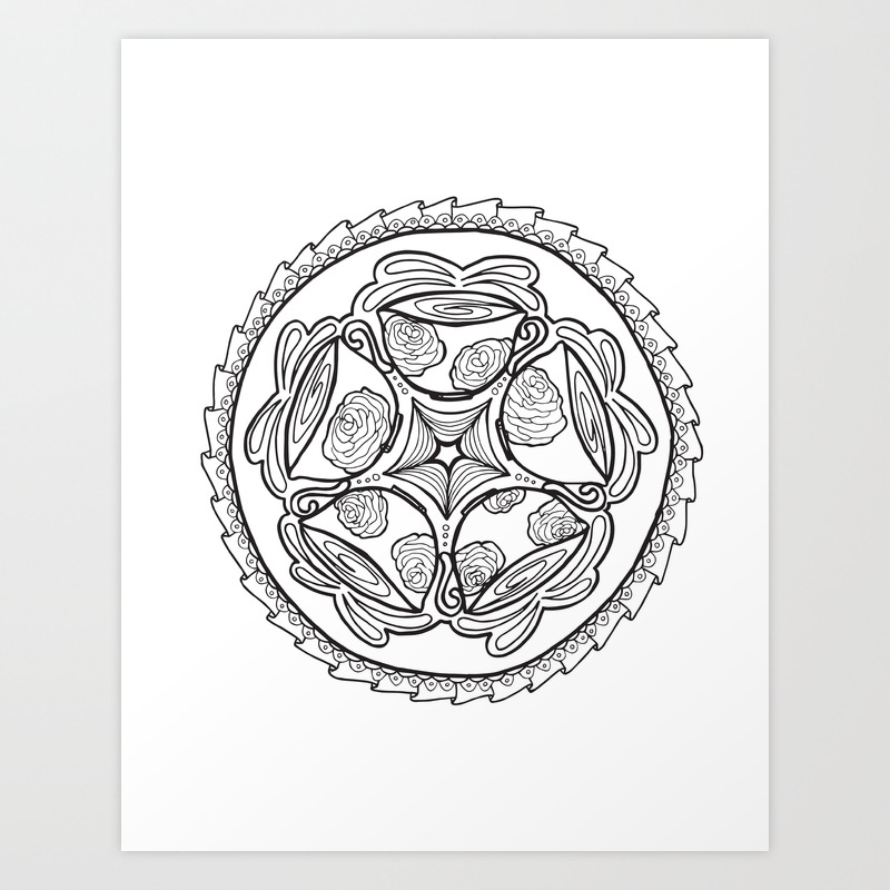 Color In Coffee Mandala Coloring Page Art Print By Momsandcrafters Society6