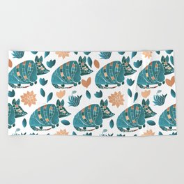 Armadillo - Turquoise and Copper Beach Towel