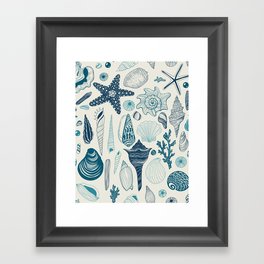Sea shells on off white Framed Art Print