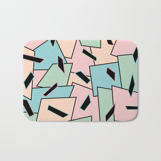 Funky Party Rainbow Colors Memphis 80's Design Pattern Bath Mat