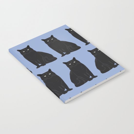 Black Cat pattern print cute cat lady gift for cat lover pet portraits cat art animal children Notebook