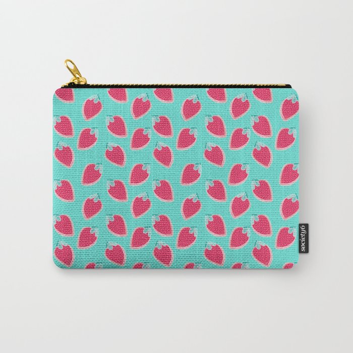 Pink & Blue Strawberries Carry-All Pouch