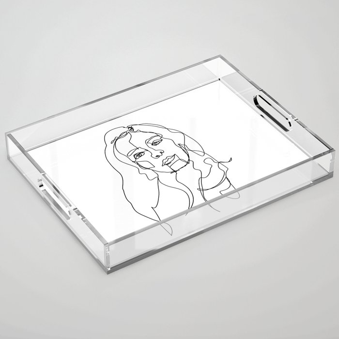 LINE ART FEMALE PORTRAITS II-I-I Acrylic Tray