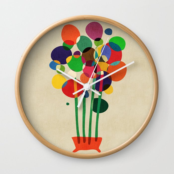 Happy flowers in the vase Wall Clock