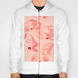 A pattern of glamorous girls with wavy hair - in colors of apricot and tea rose Hoody