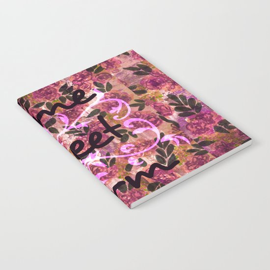 HOME SWEET DORM Colorful Floral Fine Art Trendy Typography Quote Feminine Pink Hipster Girly Cool Notebook