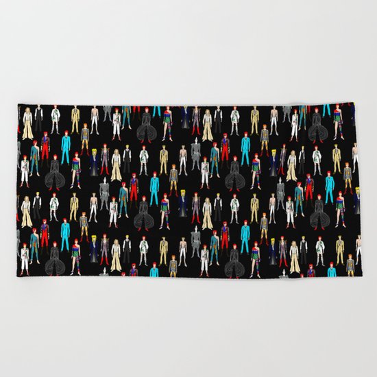 Bowie Scattered Pattern Black Beach Towel