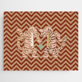 Dancing tiger on the move - sand, dried tomato  Jigsaw Puzzle