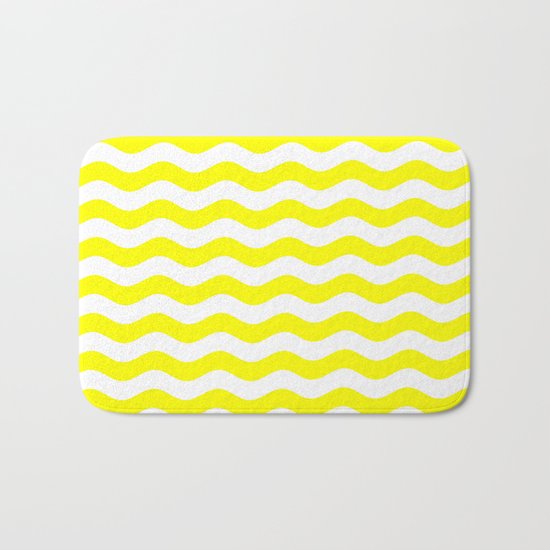 Wavy Stripes (Yellow/White) Bath Mat