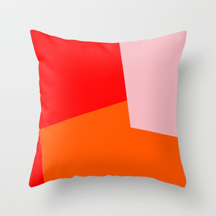 red orange pink Throw Pillow by 