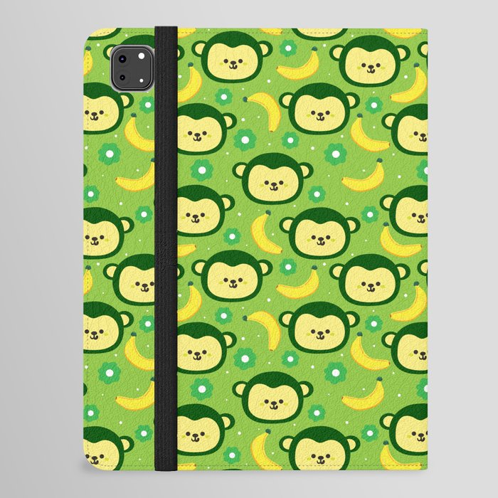 Monkey loves Banana - Green Pattern iPad Folio Case
