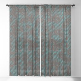 Green Geometric Pattern Design Sheer Curtain