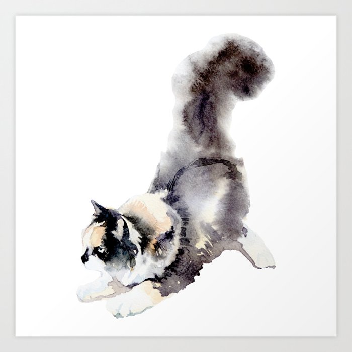 Watercolor Cat Painting Art Print By Vayerart Society6