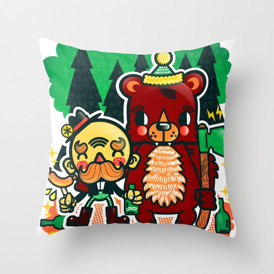 Lumberjack and Friend Throw Pillow