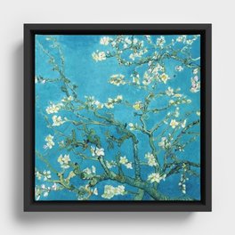 Vincent van Gogh Blossoming Almond Tree (Almond Blossoms) Light Blue Framed Canvas