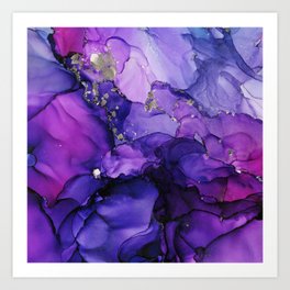 Violet Magenta Chrome - Abstract Ink Art Print