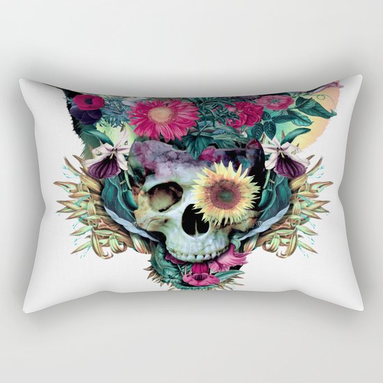 Floral Skull Vivid V Rectangular Pillow