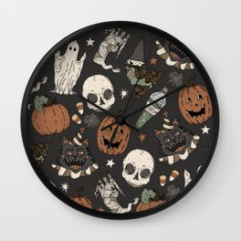 Retro Halloween Pattern Wall Clock