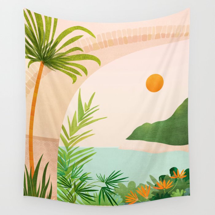 Welcome Home - Tropical Landscape Wall Tapestry