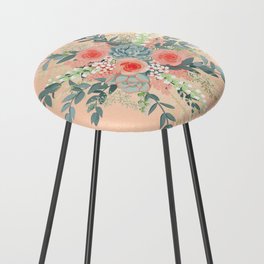 Peach floral Counter Stool