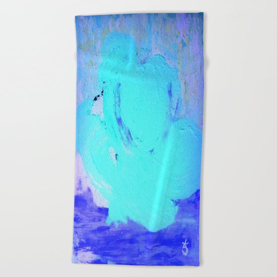 Neon Winter Rose, Abstract In Nature, Ice Blue Beach Towel