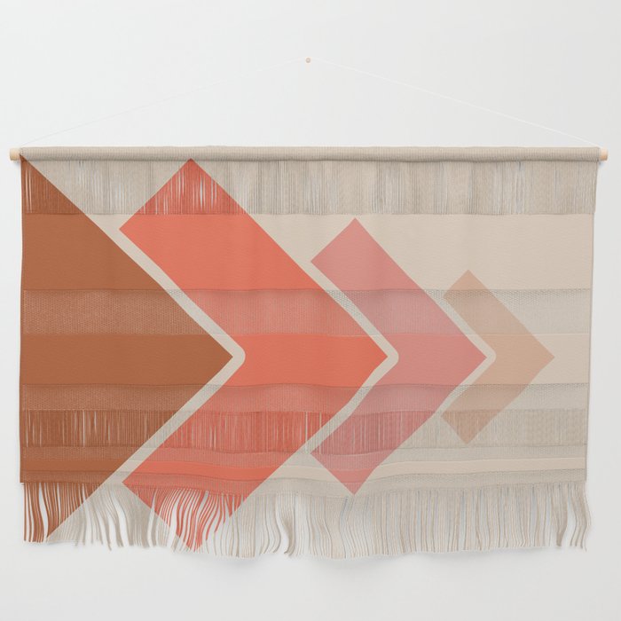 Retro Geometric Arrows- Layered Squares- Earth Tones Wall Hanging