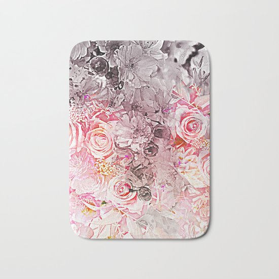Floral in pinks and taupe Bath Mat