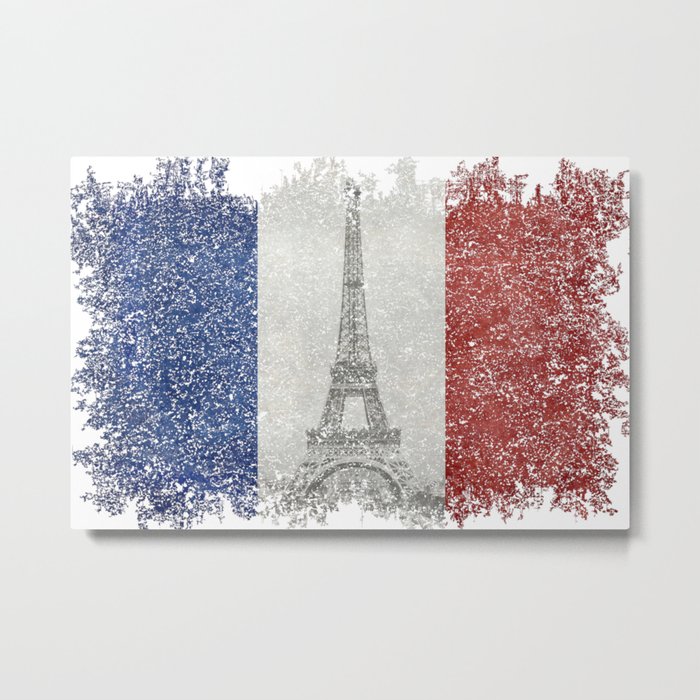 French flag with Eiffel Tower Metal Print