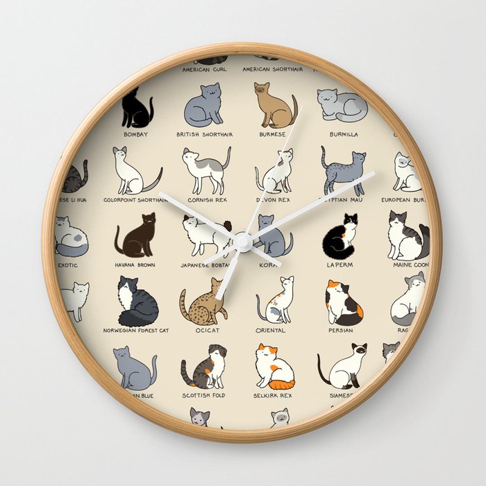 Cat Breeds Wall Clock