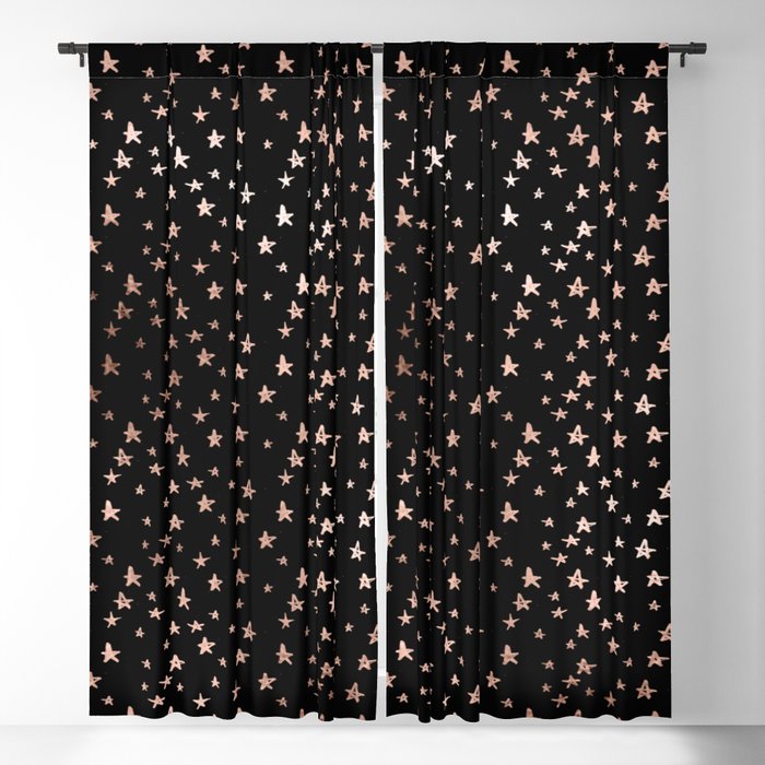 Black & Rose Gold Star Pattern Blackout Curtain