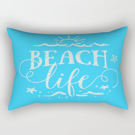 BEACH life - white Typography on Aqua for your summer - Mix & Match Rectangular Pillow