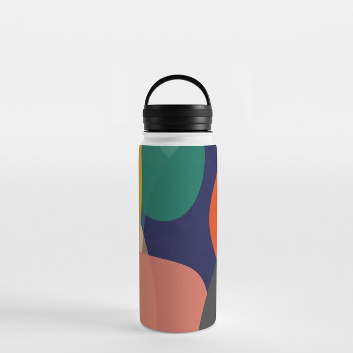 Modern Mid-Century colorful vivid shapes pattern Water Bottle