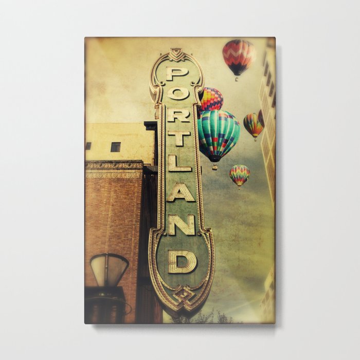 Whimsical Portland Oregon (Hot Air Balloon Ride) Metal Print