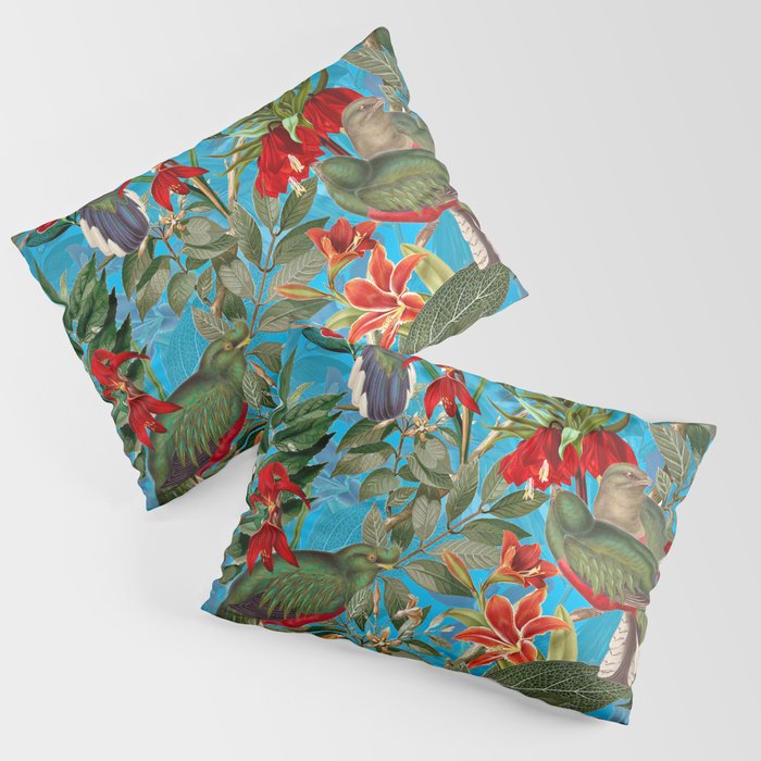 Vintage & Shabby Chic - Tropical Birds and Orchid  Aloha Jungle Flower Garden Pillow Sham