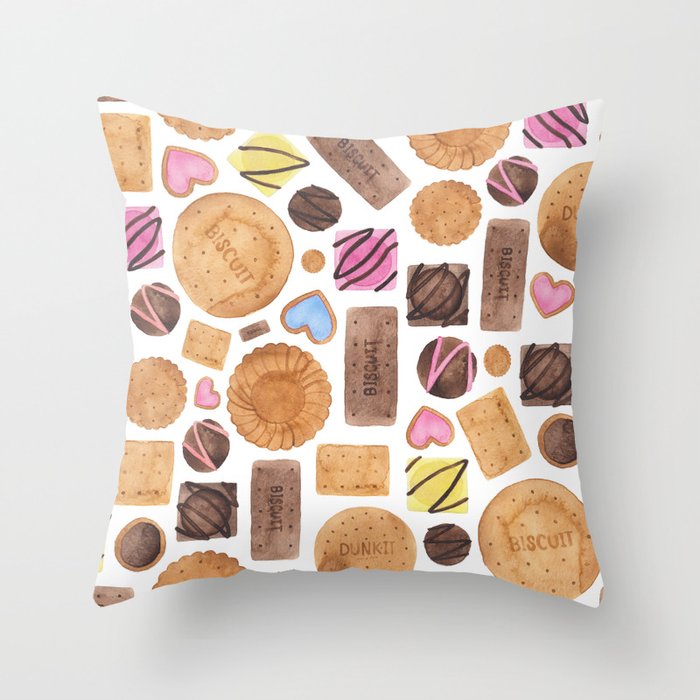 Selection of Sweets, Candy, Cakes and Biscuits Throw Pillow