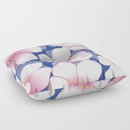 Falling White Sakura Cherry Blossom Pattern Classic Pink And Blue Floor Pillow