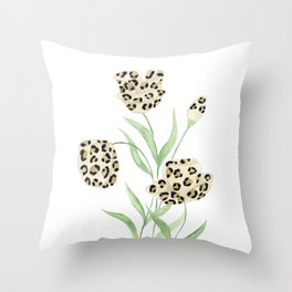 Wild Flowers - Leopard Throw Pillow