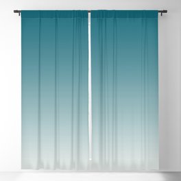 Tropical Dark Teal Gradient Inspired by Sherwin Williams 2020 Trending Color Oceanside SW6496 on Off White Blackout Curtain