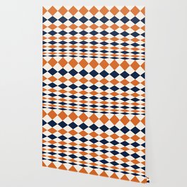 Geometric Shape Patterns 14 in Navy Blue and Orange themed Wallpaper