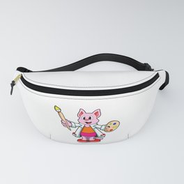 Cat as Painter with Brush & Paint Fanny Pack