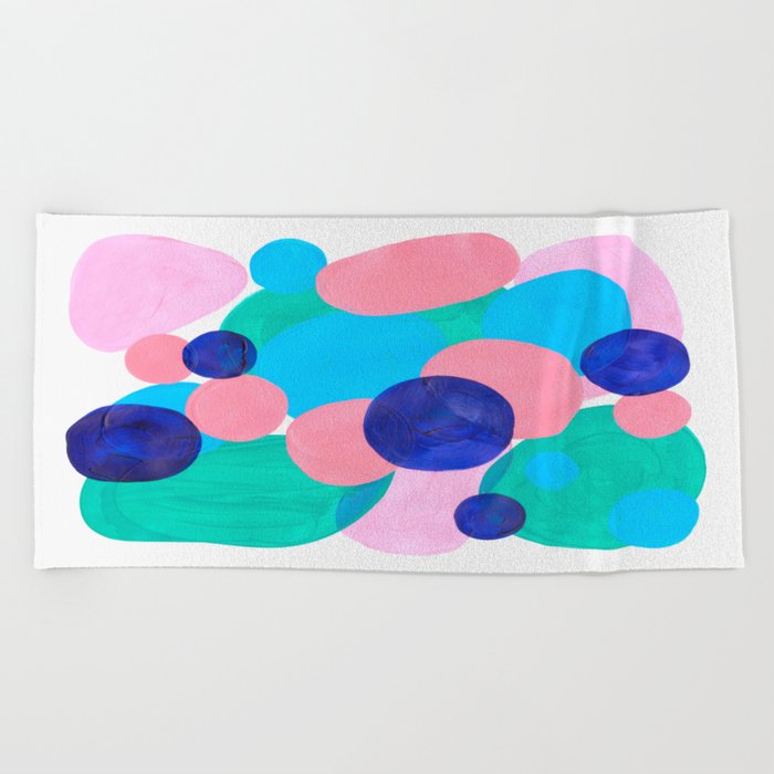 Mid Century Modern Minimalist Abstract Painting Pastel Pink Blue
