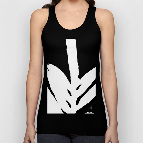 Green Fern White and Black Unisex Tank Top