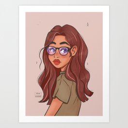 The girl in green shirt and cool glasses Art Print