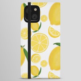 Lemon Love || Bright Fresh Citrus Slices, Seamless Pattern iPhone Wallet Case