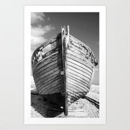 Boat Art Print | Ship, Timber, Debracox, Beach, Atmospheric, Dilapidated, Boat, Nautical, Weathered, Abandoned 