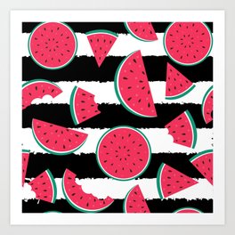 Red Watermelon Pattern Art Print