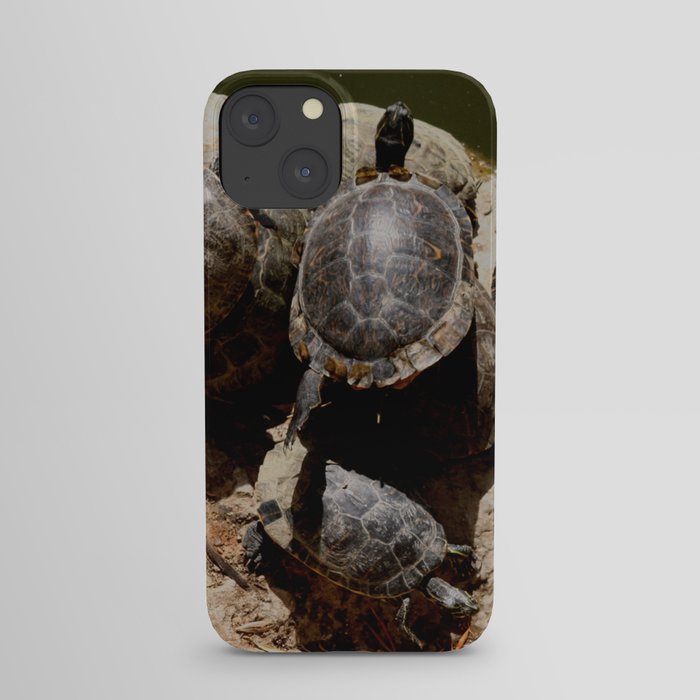Crowded beach Turtles sunbathing iPhone Case