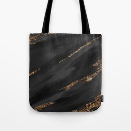 Black Paint Brushstrokes Gold Foil Tote Bag