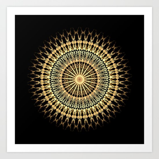 Black Gold Mandala Art Print