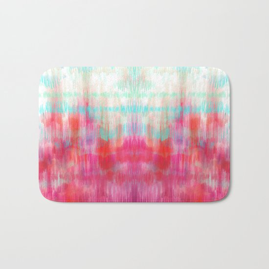 Color Song - abstract in pink, coral, mint, aqua Bath Mat